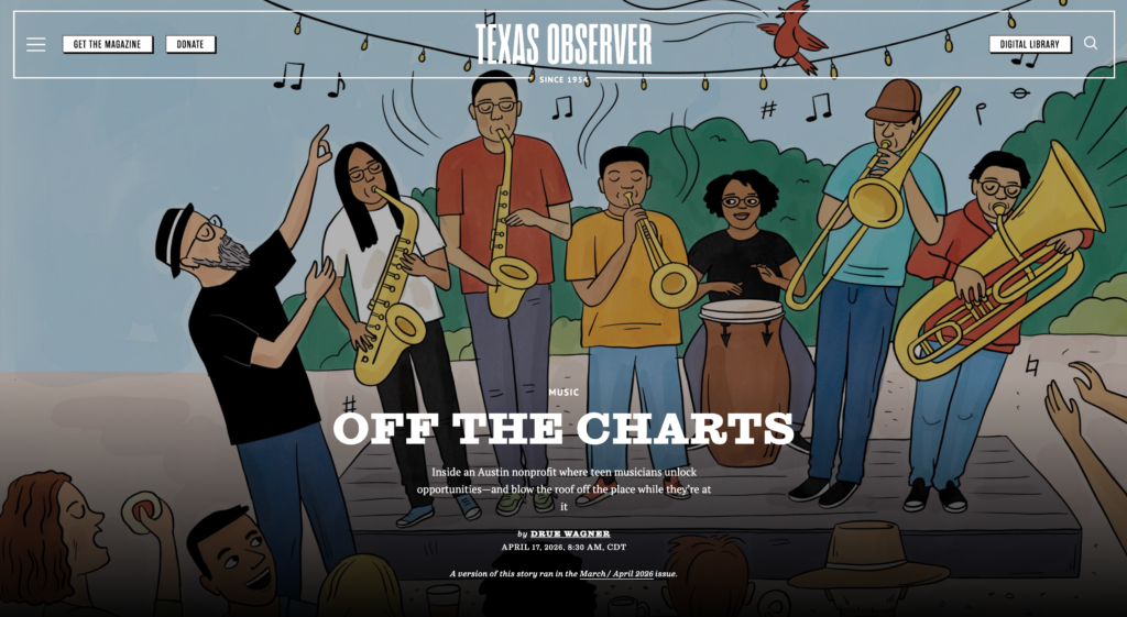 Texas Observer visual essay by Drue Wagner. Off The Charts. Inside an Austin nonprofit where teen musicians unlock opportunities–and blow the roof off the place while they're at it.